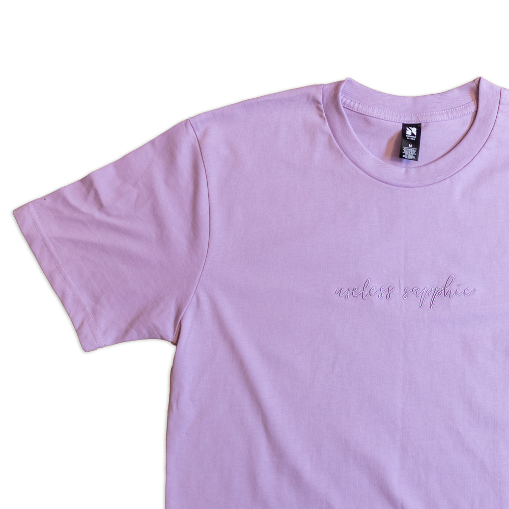 Useless Sapphic Embroidered T Shirt